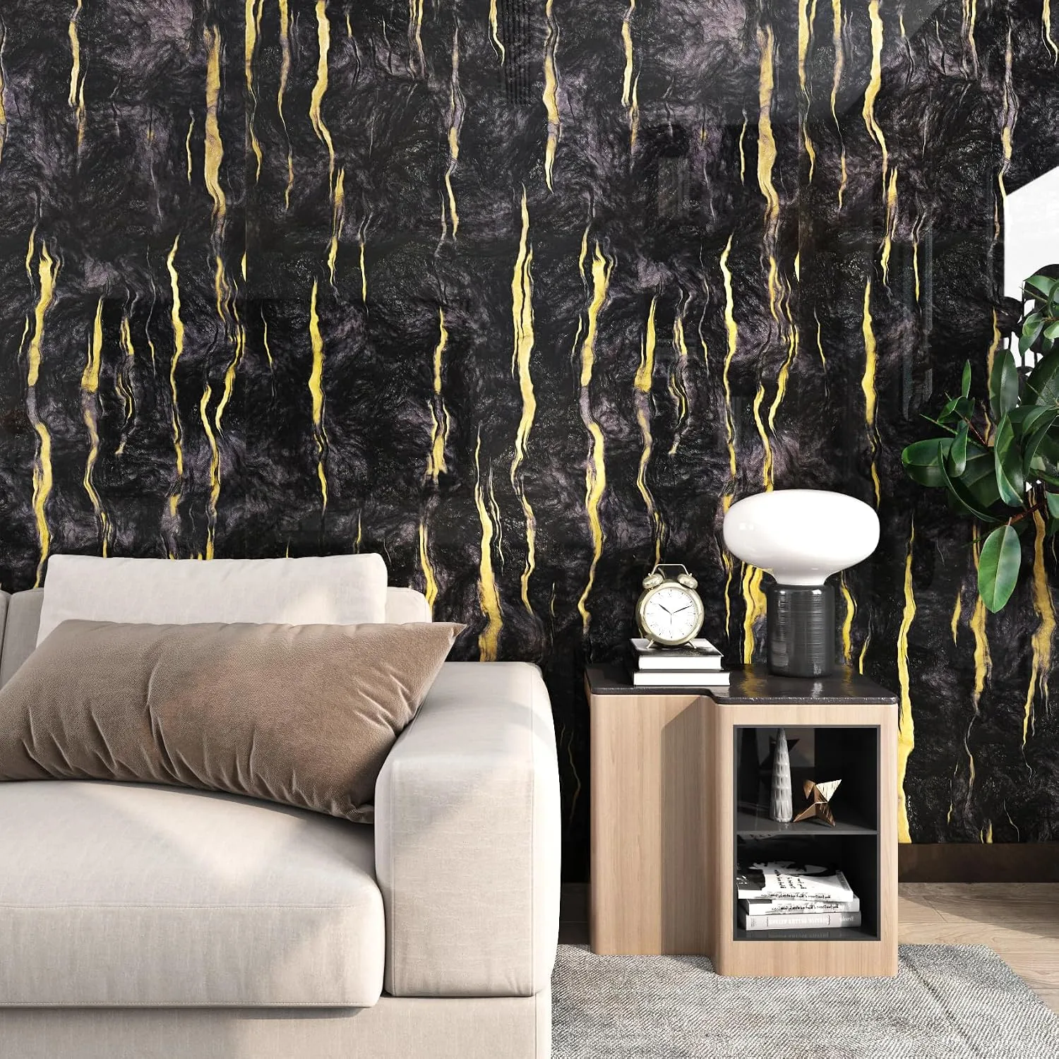 FunStick Marbre Noir et Or