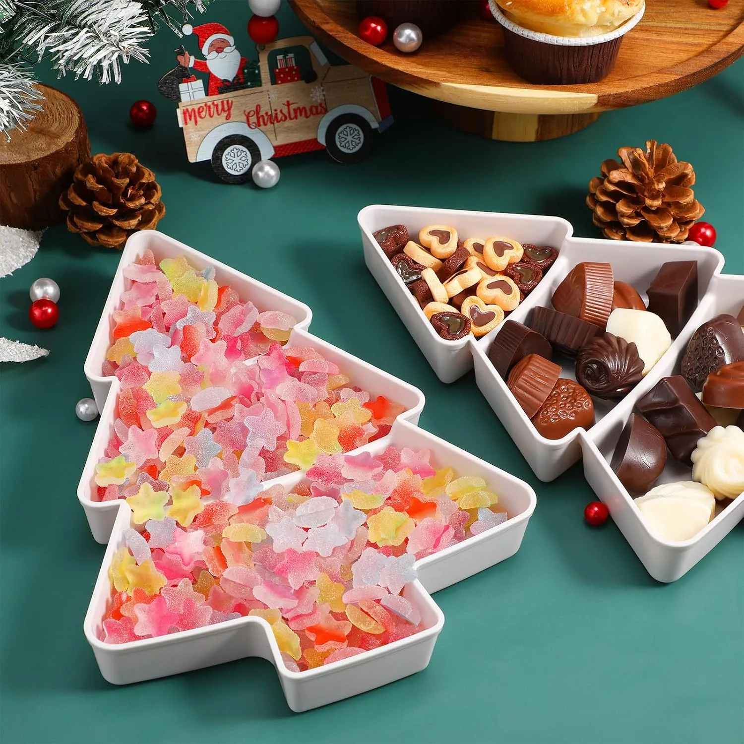 Angoily Assiettes Sapin de Noël